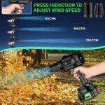 The garden tools cordless blower in action, cleaning leaves from a yard effortlessly.