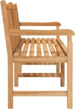 Close-up of the fine-sanded teak wood with waterbase finish, providing weather resistance.