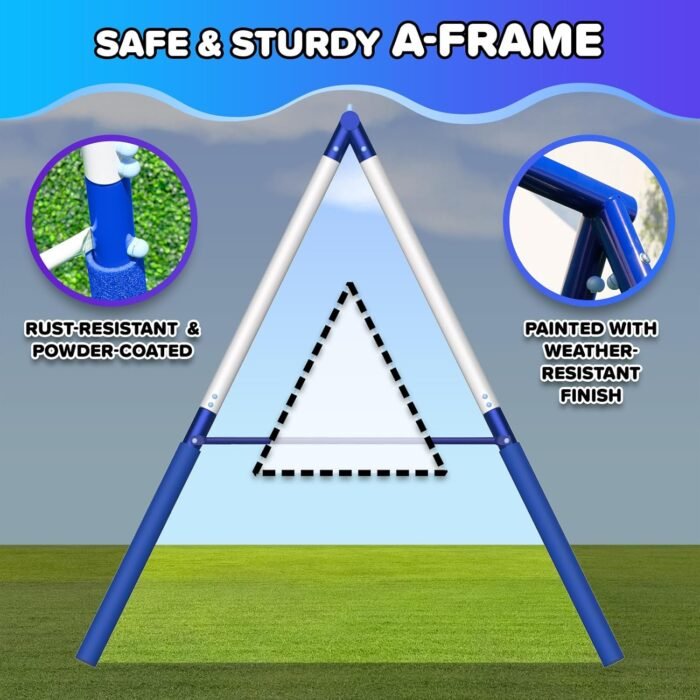 Two-person saucer swing adds extra fun to this durable swing set designed for children and family use.