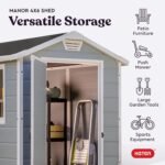 Secure sheds for backyard featuring lockable double doors to protect garden tools and outdoor equipment.